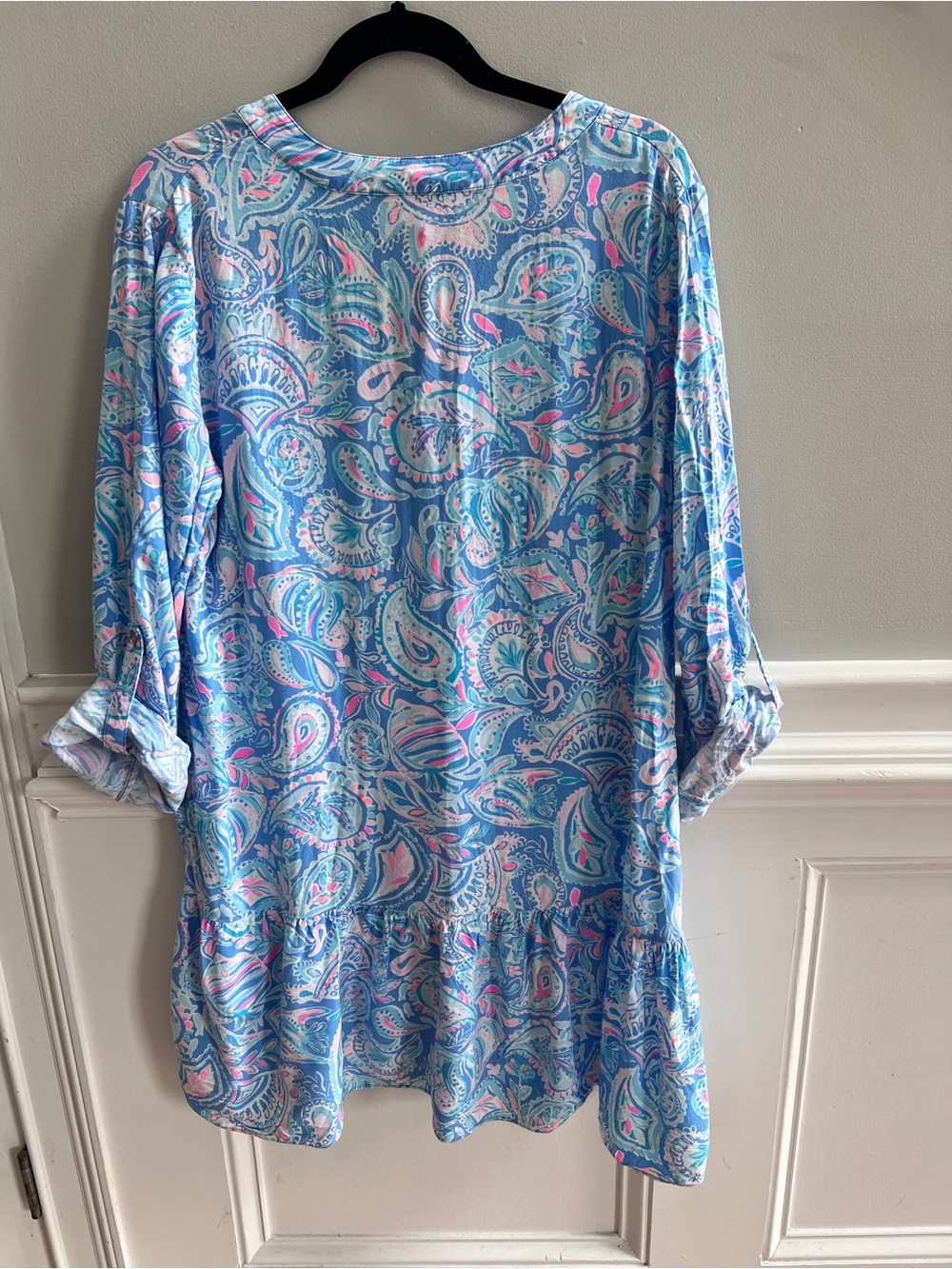 Lilly Pulitzer Charlee Tunic Dress Zanzibar Blue Fish Kiss L paisley - Picture 4 of 6